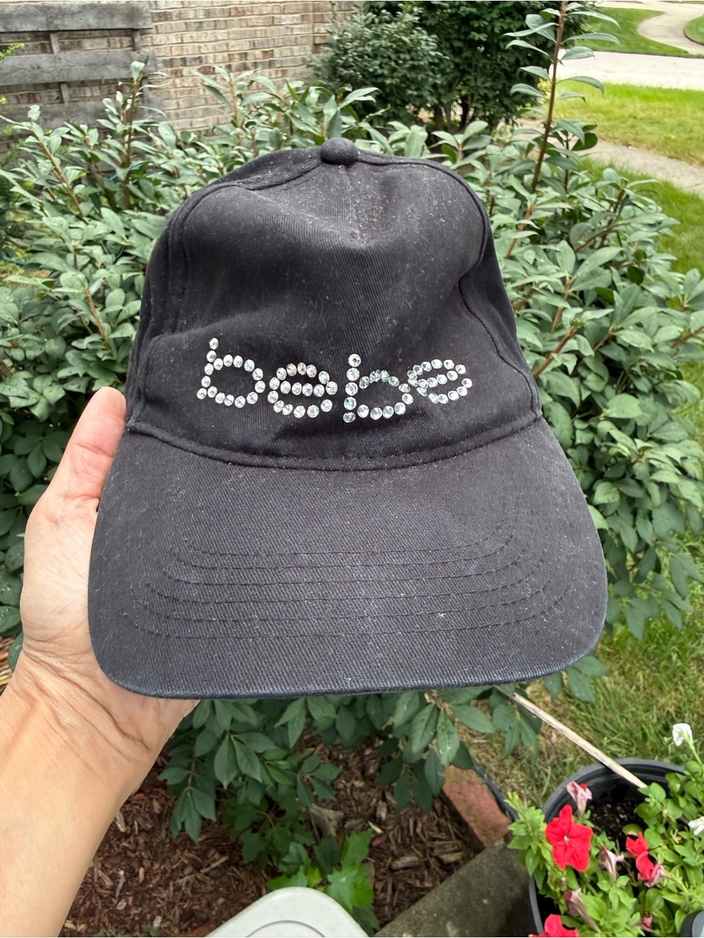 Women’s BEBE Bling Baseball Cap with Rhinestone Logo